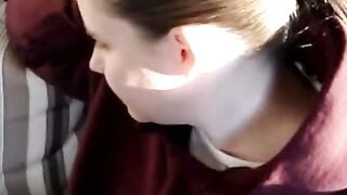 American Amateur Misty's Oral Creampie in Burgundy Sweats
