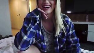 Blonde 19 yo Anal pov inside Hotel Room with Glasses