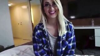 Blonde 19 yo Anal pov inside Hotel Room with Glasses