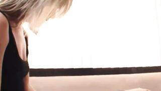 Hottie Blonde cougar Bends Over Bed to Suck Penis Deep throat