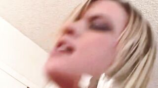 Hottie Blonde cougar Bends Over Bed to Suck Penis Deep throat