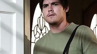 Inked Dark hair Charlotte Sins Gets Caught Camming on Couch with Stepbrother