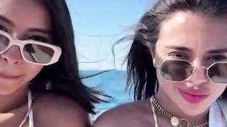Dark haired cougar Deepthroats Boat Captain Dick Outside on Yacht