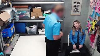 Guilty Female Security Guard Pleasures Coworker for His Silence