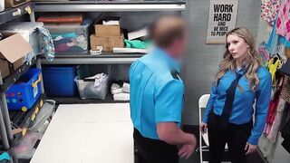 Guilty Female Security Guard Pleasures Coworker for His Silence