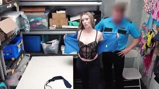 Guilty Female Security Guard Pleasures Coworker for His Silence