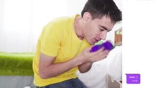 Dark hair inside Red Underwear Deepthroats Penis on Bathroom