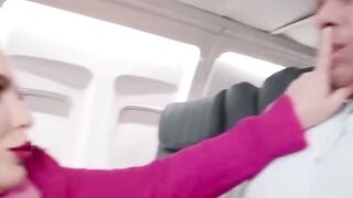 Big Titted Flight Attendant Deepthroats Cock In First Class Aisle