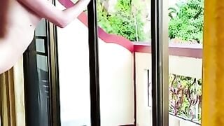 Abigail Mac Bent Over Balcony for Deep Anal Throat Sucking