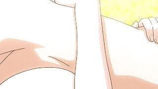 Tiny guy overwhelmed by tall athletic anime giantess babes