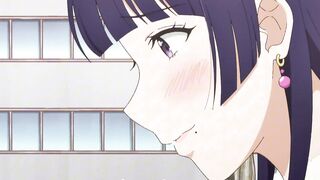 Tiny guy overwhelmed by tall athletic anime giantess babes