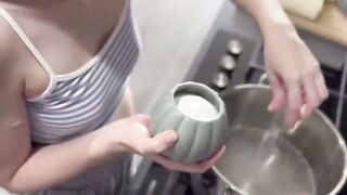 Blonde Stepsister Deepthroats Step Brother Cock in Kitchen POV
