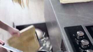 Blonde Stepsister Deepthroats Step Brother Cock in Kitchen POV