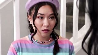 Slutty Chinese Neighbor Ophelia Gets Bent Over and Double Penetrated