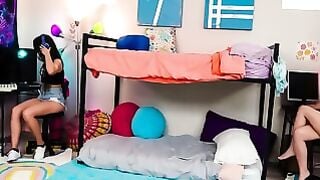 Ebony Schoolgirls Fucked on Bunk Beds in Messy College Dorm Room