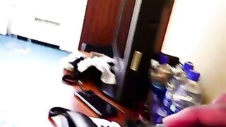 Glasses Blonde Deepthroats Giant Ebony Cock In Hotel Room
