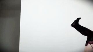 Shemale in Black Stockings Riding Hard in Bedroom