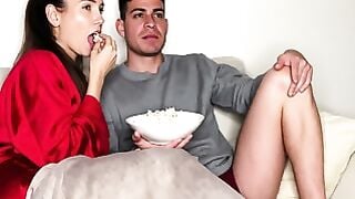 Abigail Mac Couch Threesome with BF & Tattooed Man