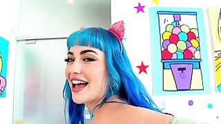 Jewelz Blu Sucks Cock Then Gets Anal Fucked In Tight Pink Thong
