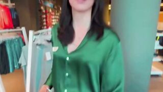 Eva Soda Deepthroats Thick Dick in Green Shirt Fitting Room