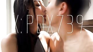 Asian Amateur Sucks Cock Then Rides Hard in Stockings