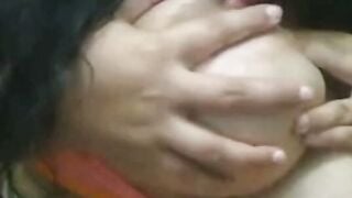 Colombian BBW Webcam Tease With Huge Natural Tits On Red Bed