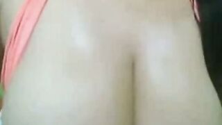Colombian BBW Webcam Tease With Huge Natural Tits On Red Bed
