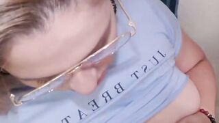 POV: Teen Sucks Cock in Bathroom Before Sharing Restroom