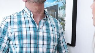 Blonde Stepdaughter Shows Titties to Tattooed Stepdad for Boner
