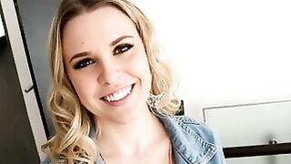 Natural Blonde Aubrey POV Casting: Sucks Cock & Gets Pounded Rough