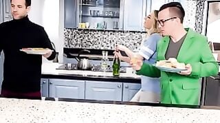 Tiffany Watson Sucks Tattooed Dude's Thick Cock At Dinner Party