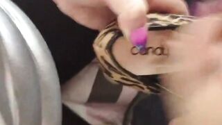 Amateur Woman Squirts Cum on Her High Heels During Handjob