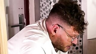 Ann Joy Sucks Cock Then Rides Rough in Cluttered Bedroom