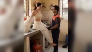 Desi Girl Sucks Cock & Gets Boned in Kitchen Counter Sex