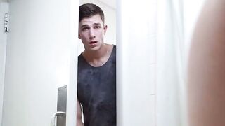 Britt Blair Deepthroats Stepbrother's Big Cock in Bathroom