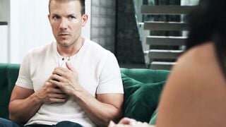 Cami Strella Deepthroats Big Cock on Green Couch