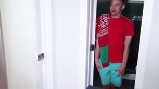 Natasha Nice BBW Step Mom Sucks Cock & Anal Sex in Tight Red Dress Christmas
