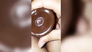 Nicole Spins Vibrating Dildo Inside Soaking Wet Hairy Pussy With Tongue
