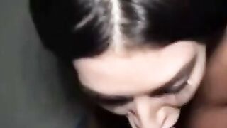 Amateur Brunette Deepthroat Sucks Cock Until Cumshot
