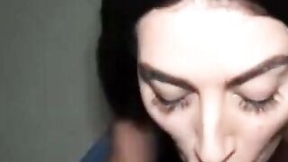 Amateur Brunette Deepthroat Sucks Cock Until Cumshot