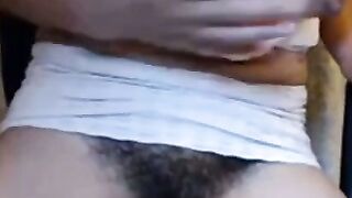Hairy Mature Woman Rides Vibrator On Webcam