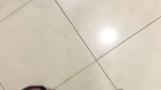 Glasses Slut Deepthroats Cock On Restroom Floor In Plaid Skirt