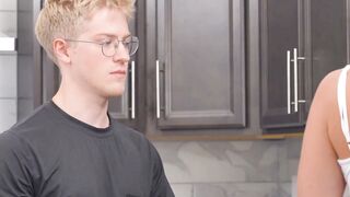 Tattooed Stepbro Deepthroats Blonde Stepsis in Kitchen Then Rough Bed Sex