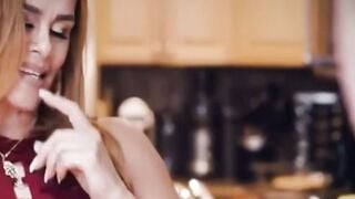 Teen Boy Watches Mom Cook Then Deepthroats Him in Kitchen