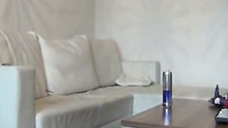 German Amateur Blonde Gets Hardcore Anal on White Sofa