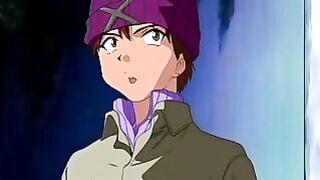 Anime Boy Stares at Pink Hair Girl in Fishnets and Eyepatch