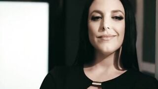 Angela White Deepthroats Scarlett Sage on Couch with Serena Blair Watching