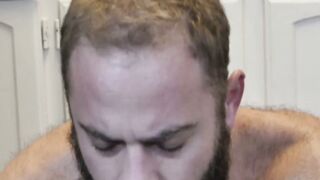 Hairy Bear Brad Kalvo Blindfolds Guy for Raw Kitchen Doggy Style Anal Cumshot