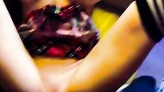 Barely Legal Blonde Teen Gets Deep Anal Stretch on Couch in Plaid Skirt