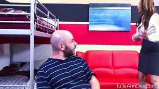 Old Tutor Julia Ann Finds Her School Girl Jerking Off... And Joins Him?